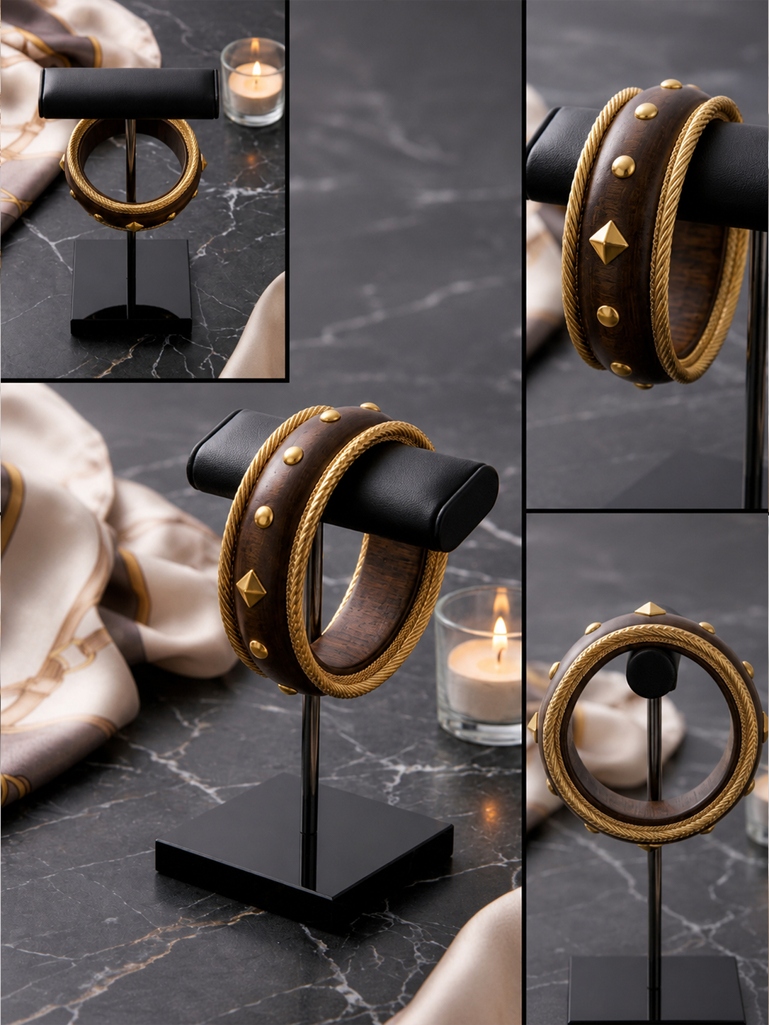 Heritage Wood & Gold Cuff Bracelet