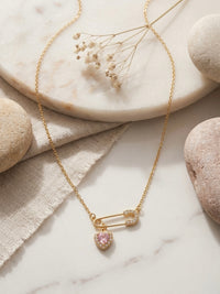 Blush Heart Pin Necklace ANTI TARNISH