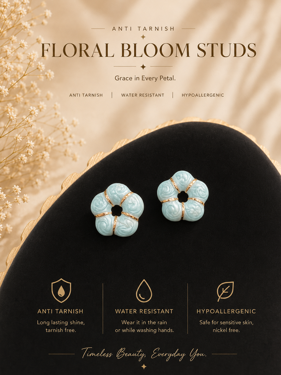 Floral Bloom Studs - Anti Tarnish